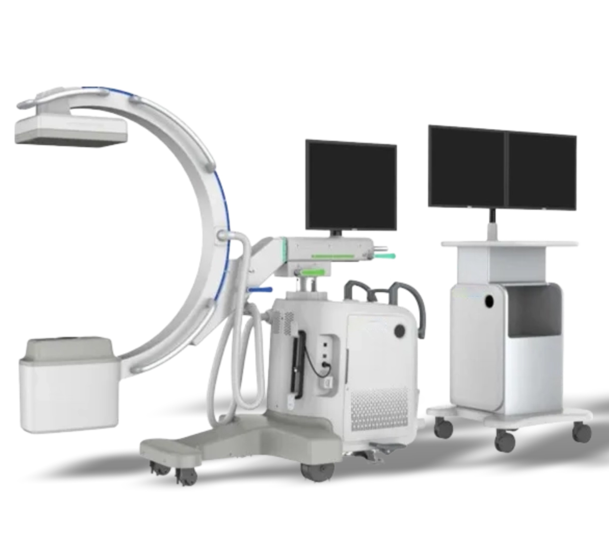Mobile C-arm X-ray system with dual-monitor imaging cart